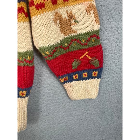 Vintage Susan Bristol Hand Knit Womens Sweater Size 36 Fall Squirrel Dog Leaves - Picture 11 of 11